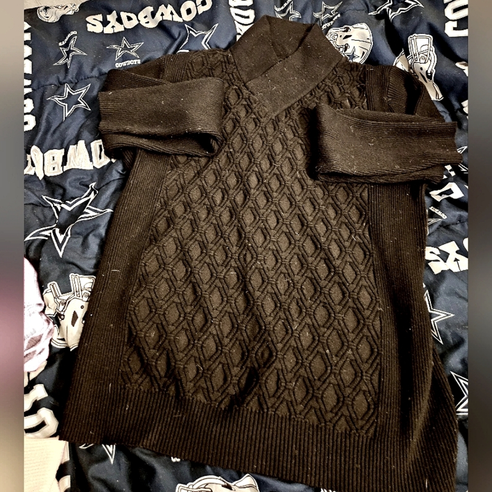 Coofandy Black Cable Knit Sweater XL
